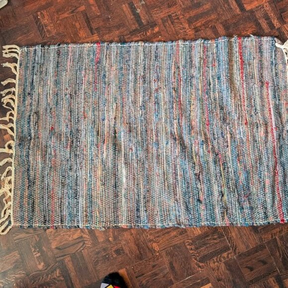 Almost New - Colourful Rag Rug - 28x48" - Picture 2 of 2